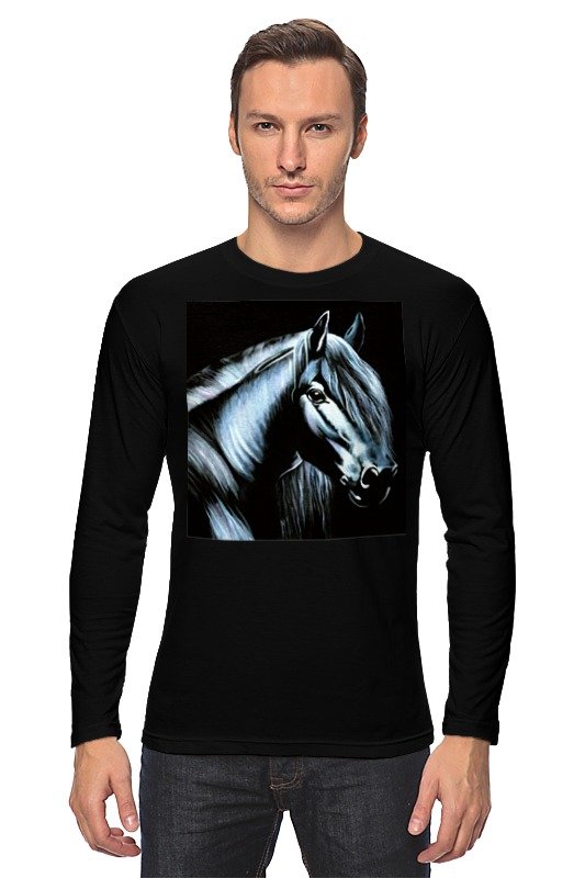 Printio Лонгслив Лошадь на черном бархате