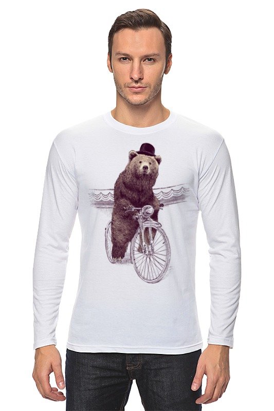 Printio Лонгслив Медведь на велосипеде