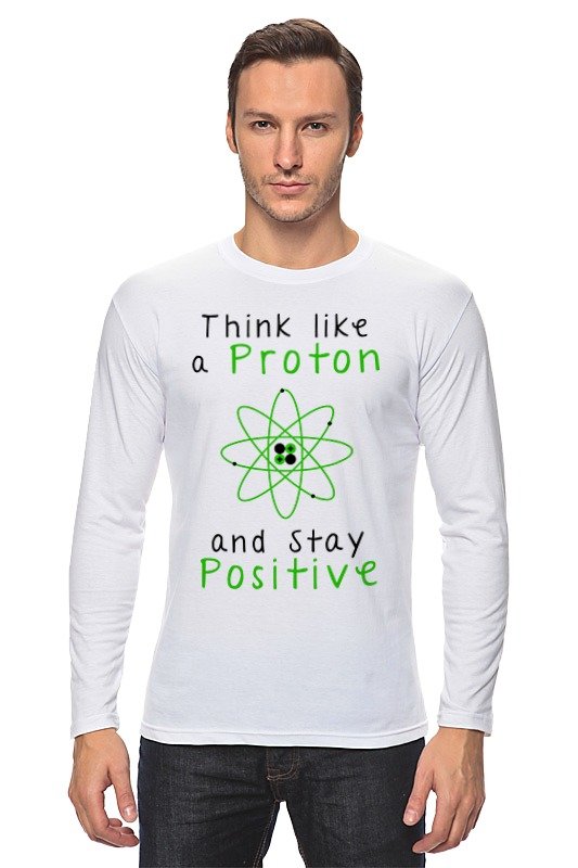 Printio Лонгслив Думай как протон - оставайся позитивным